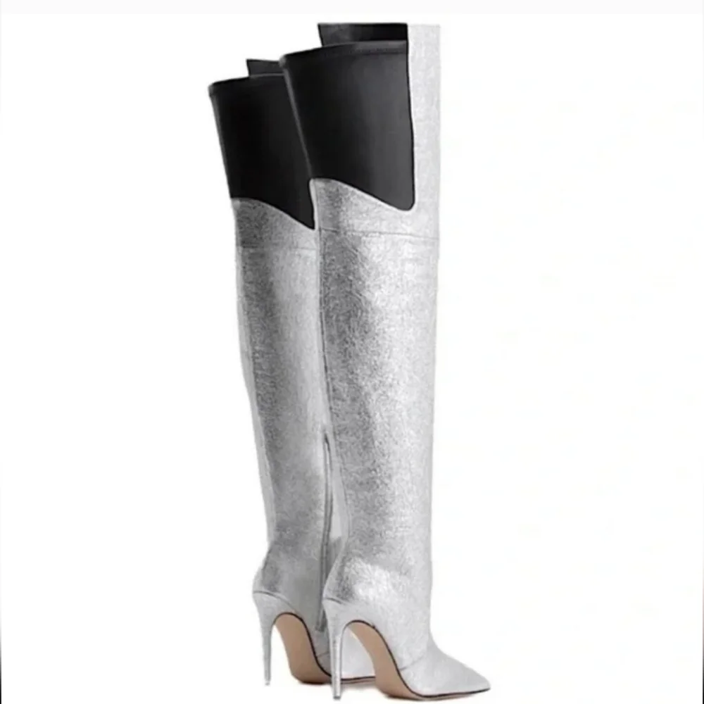 NEW Good American Shimmery Emma Boots Rare